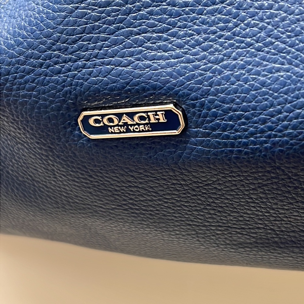 Coach Blue Leather Shoulder Crossbody Large Bag With Dust Bag Pre-Loved - Picture 9 of 12